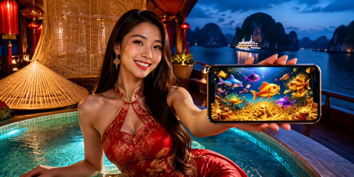 Giao diện ứng dụng casino với hình ảnh Hạ Long tuyệt đẹp