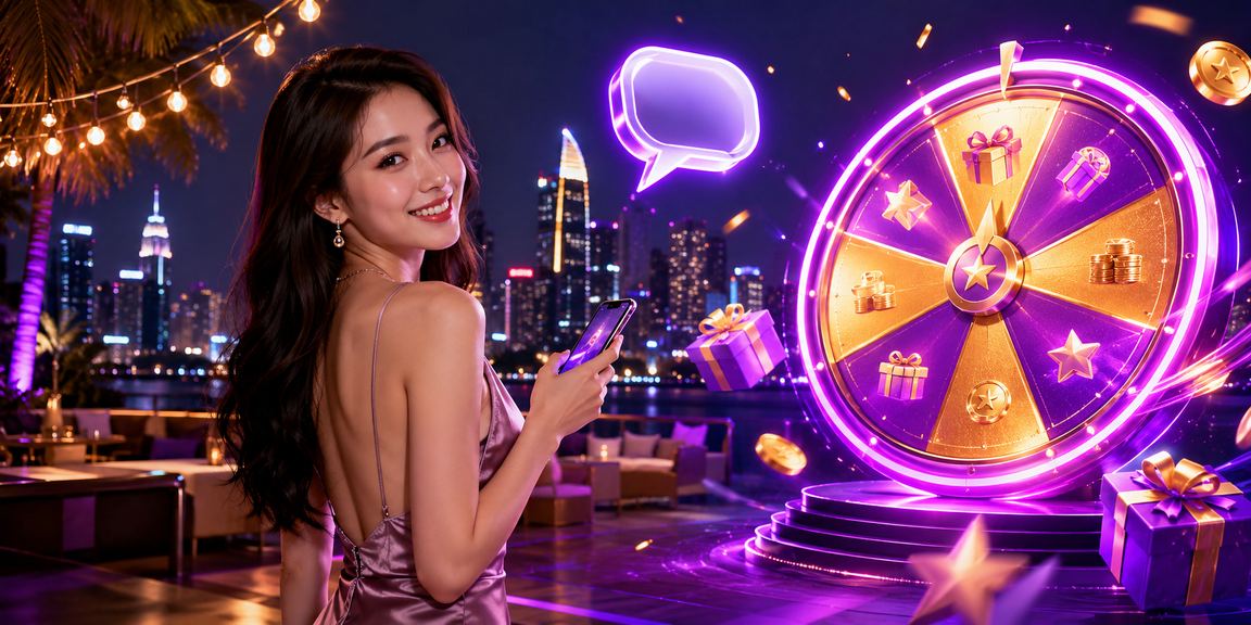 Bàn roulette neon sôi động tại Hồ Chí Minh với ánh đèn casino đặc trưng ban đêm