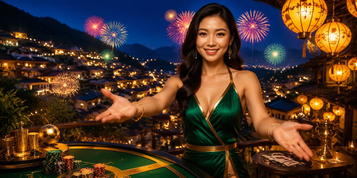 Cảnh bàn bài casino trong ánh đèn lồng Hội An